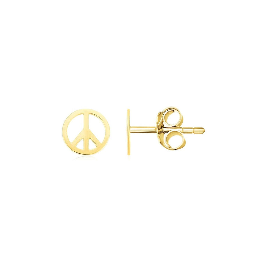 14k yellow gold peace sign earrings