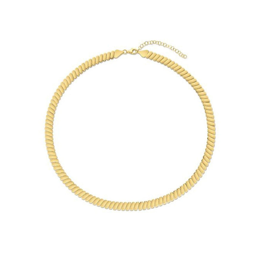 14k Yellow Gold Rib Link Necklace - Ellie Belle