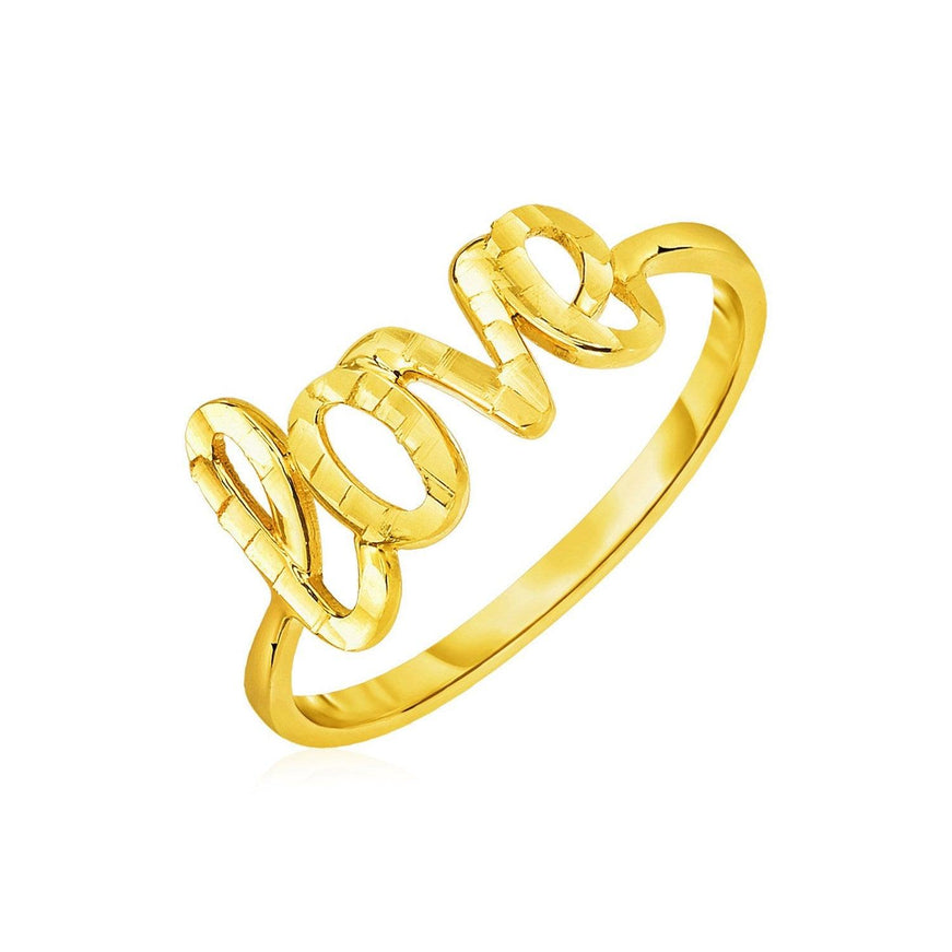 14k Yellow Gold Ring with Love - Ellie Belle