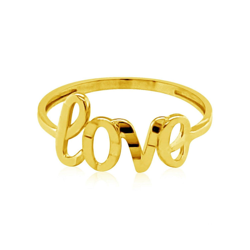 14k Yellow Gold Ring with Love - Ellie Belle