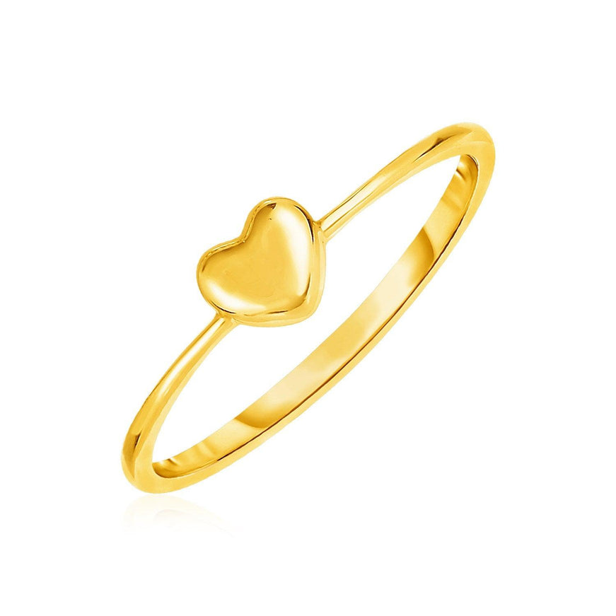 14k Yellow Gold Ring with Puffed Heart - Ellie Belle