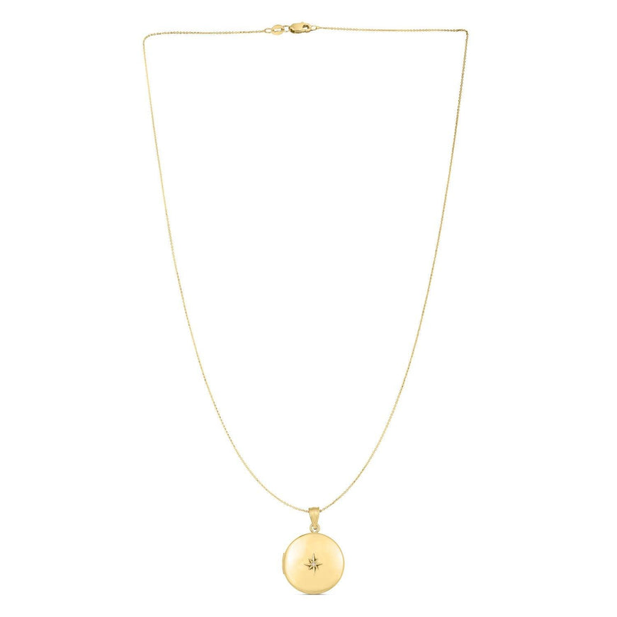 14k Yellow Gold Round North Star Locket Necklace - Ellie Belle