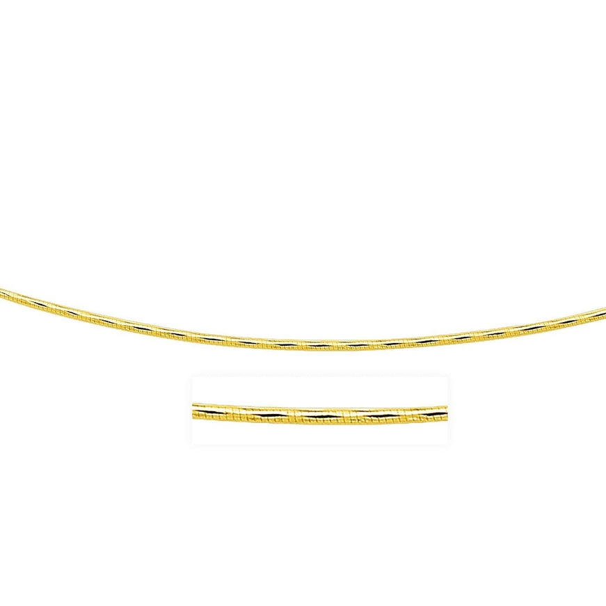 14k Yellow Gold Round Omega Necklace with Diamond Cuts (1.5 mm) - Ellie Belle