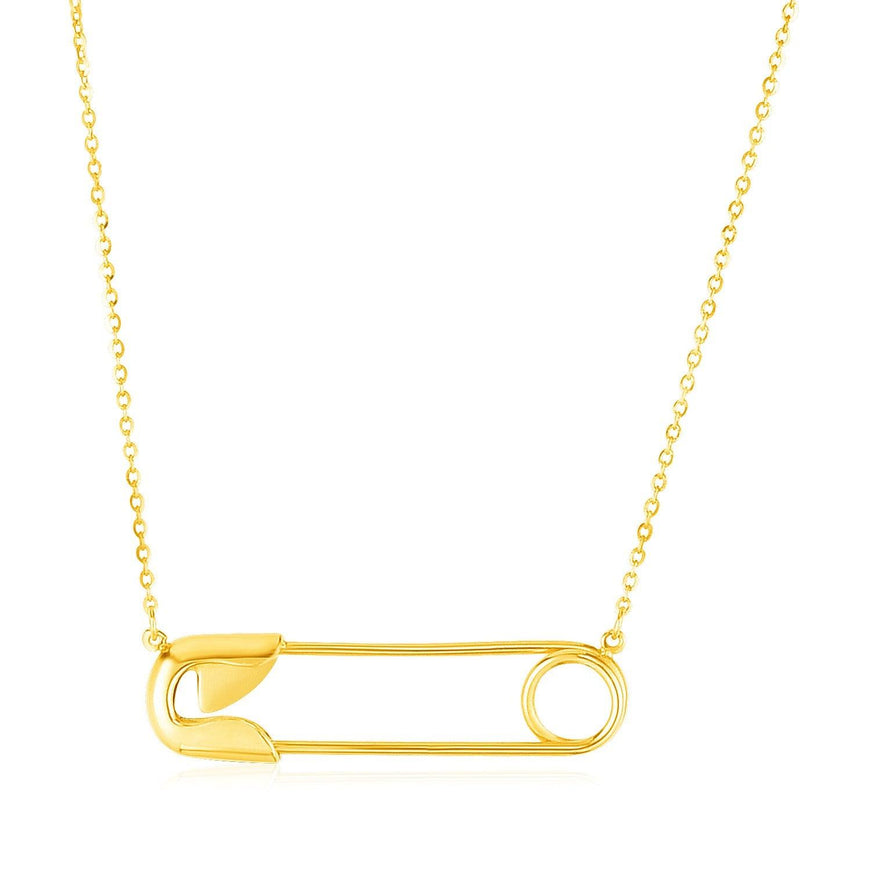 14k Yellow Gold Safety Pin Necklace - Ellie Belle