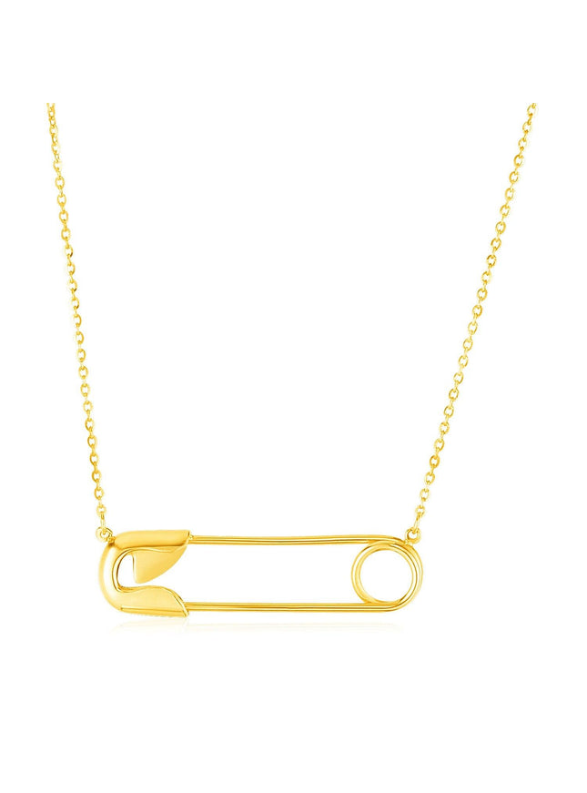 14k Yellow Gold Safety Pin Necklace - Ellie Belle