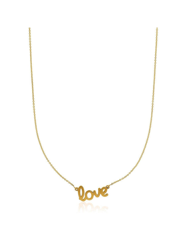 14k Yellow Gold Script LOVE Necklace - Ellie Belle
