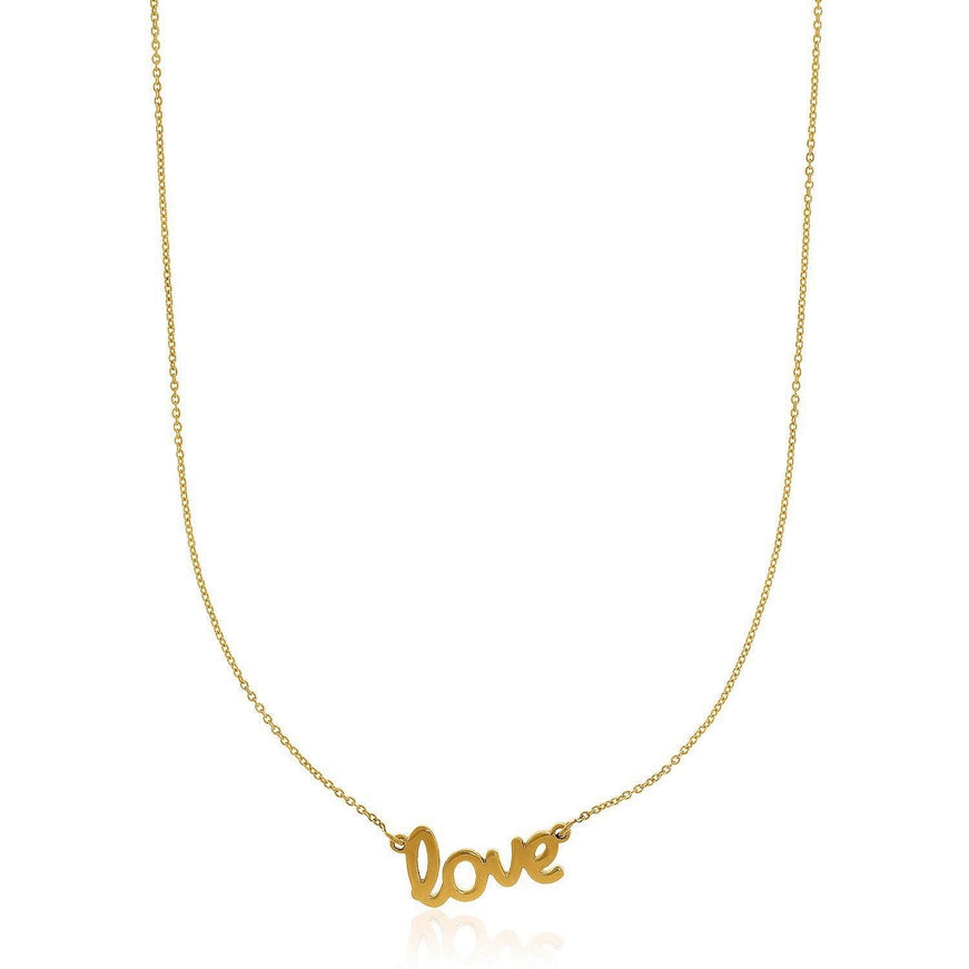 14k Yellow Gold Script LOVE Necklace - Ellie Belle