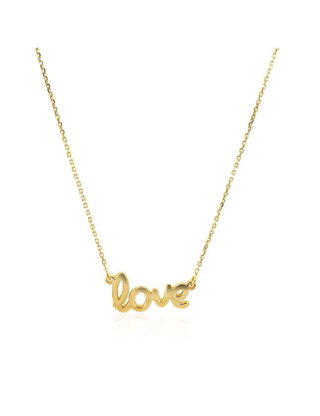 14k Yellow Gold Script LOVE Necklace - Ellie Belle
