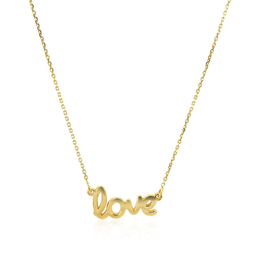 14k Yellow Gold Script LOVE Necklace - Ellie Belle