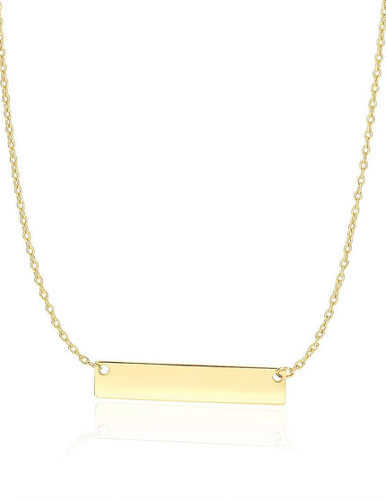 14k Yellow Gold Smooth Flat Horizontal Bar Style Necklace - Ellie Belle