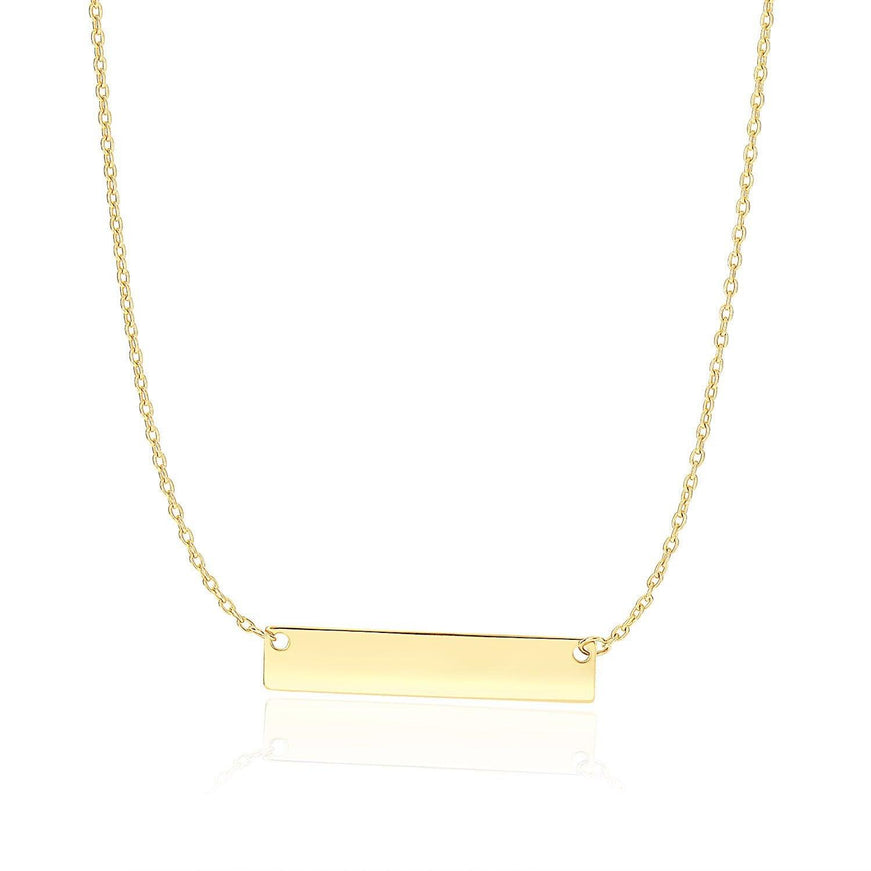 14k Yellow Gold Smooth Flat Horizontal Bar Style Necklace - Ellie Belle