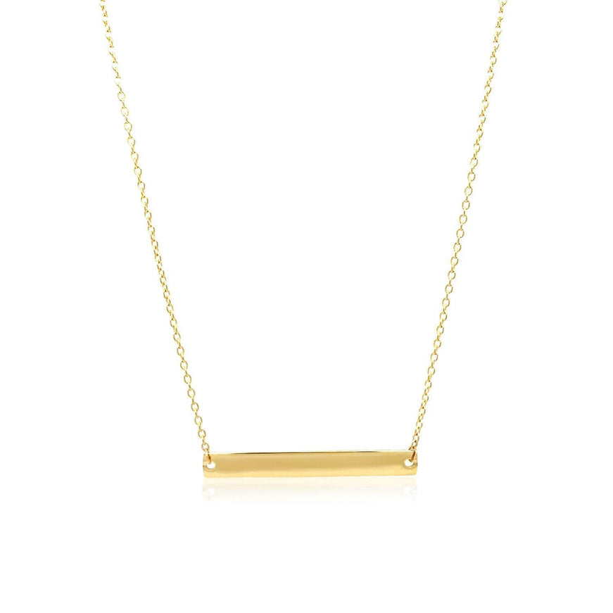 14k Yellow Gold Smooth Flat Horizontal Bar Style Necklace - Ellie Belle