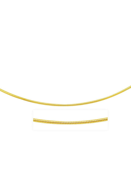 14k Yellow Gold Thin Motif Round Omega Necklace - Ellie Belle