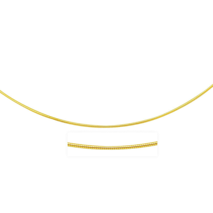 14k Yellow Gold Thin Motif Round Omega Necklace - Ellie Belle