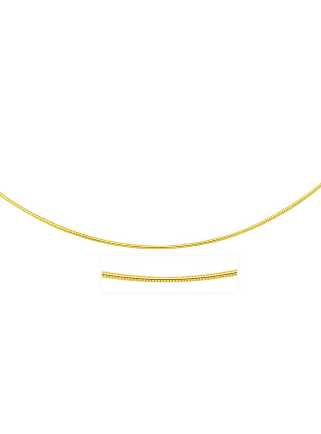 14k Yellow Gold Thin Motif Round Omega Necklace - Ellie Belle