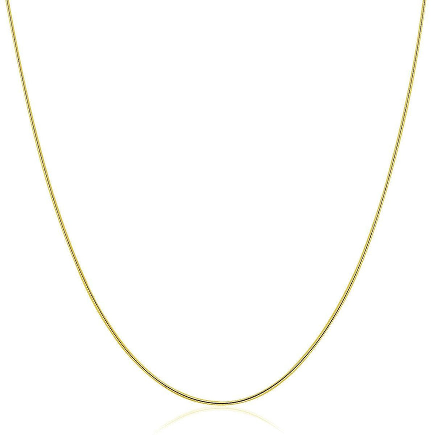 14k Yellow Gold Thin Motif Round Omega Necklace - Ellie Belle