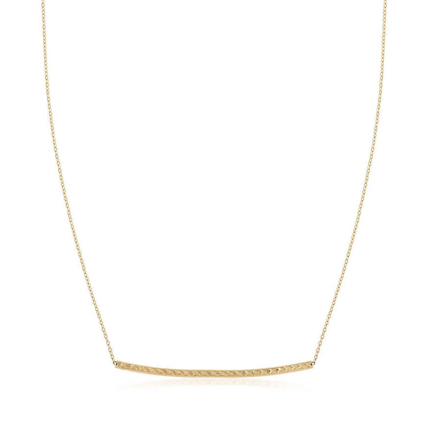 14k Yellow Gold Thin Textured Bar Necklace - Ellie Belle