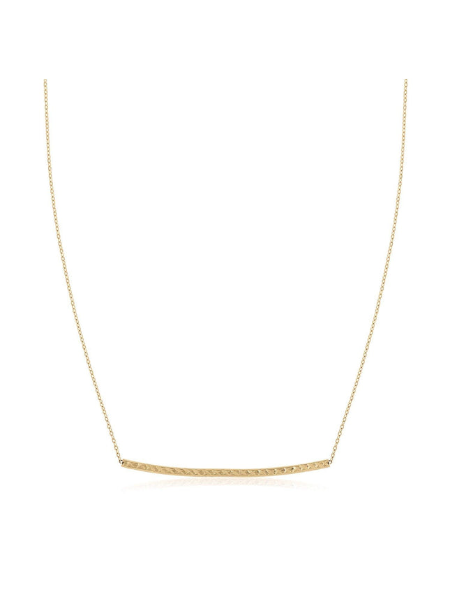 14k Yellow Gold Thin Textured Bar Necklace - Ellie Belle