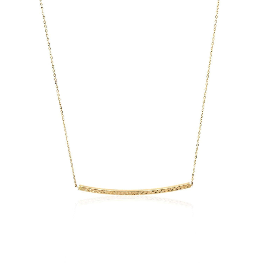 14k Yellow Gold Thin Textured Bar Necklace - Ellie Belle