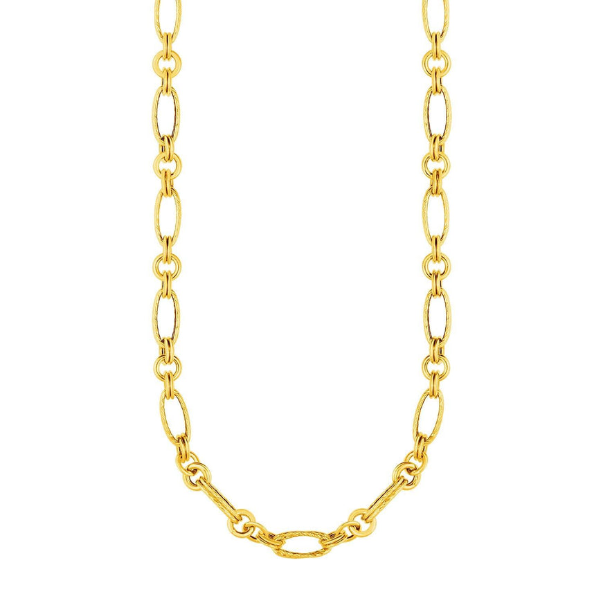 14k Yellow Gold Twisted and Polished Link Necklace - Ellie Belle