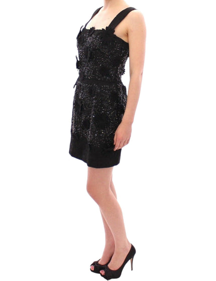 Dolce & Gabbana Black floral crystal embedded dress - Ellie Belle