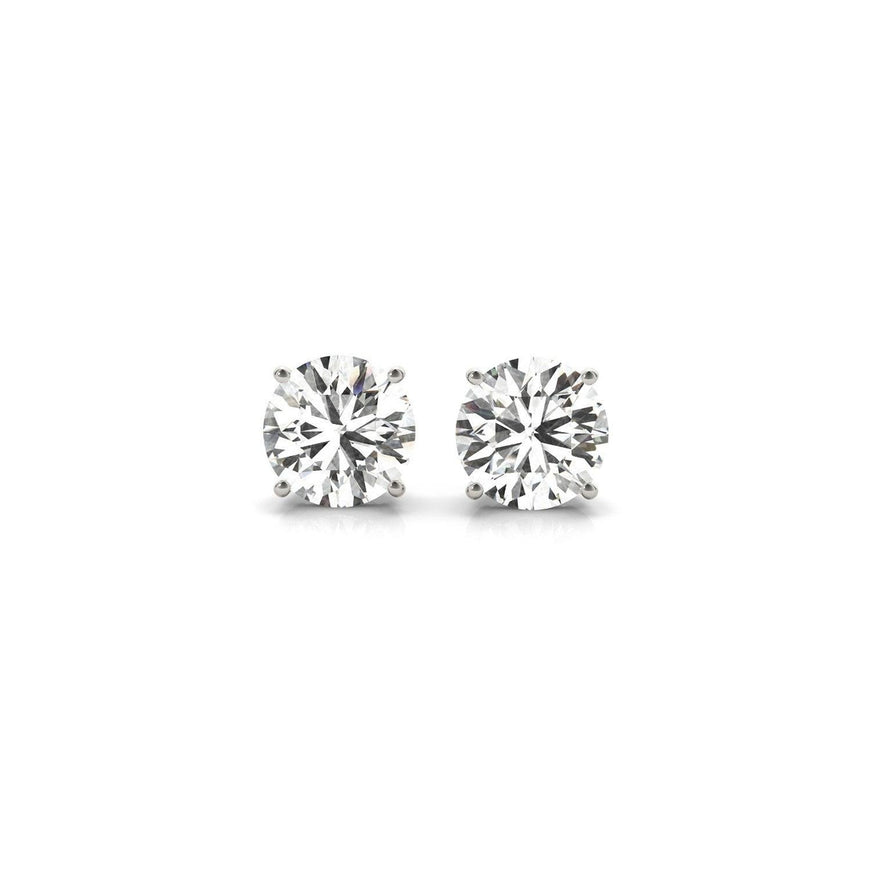 2 cttw Certified IGI Lab Grown Round Diamond Stud Earrings 14k White Gold (G/VS2) - Ellie Belle