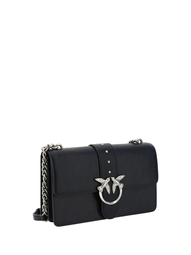 PINKO Black Leather Love One Classic Shoulder Bag - Ellie Belle