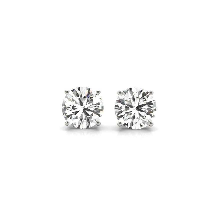 3 cttw Certified IGI Lab Grown Round Diamond Stud Earrings 14k White Gold (G/VS2) - Ellie Belle