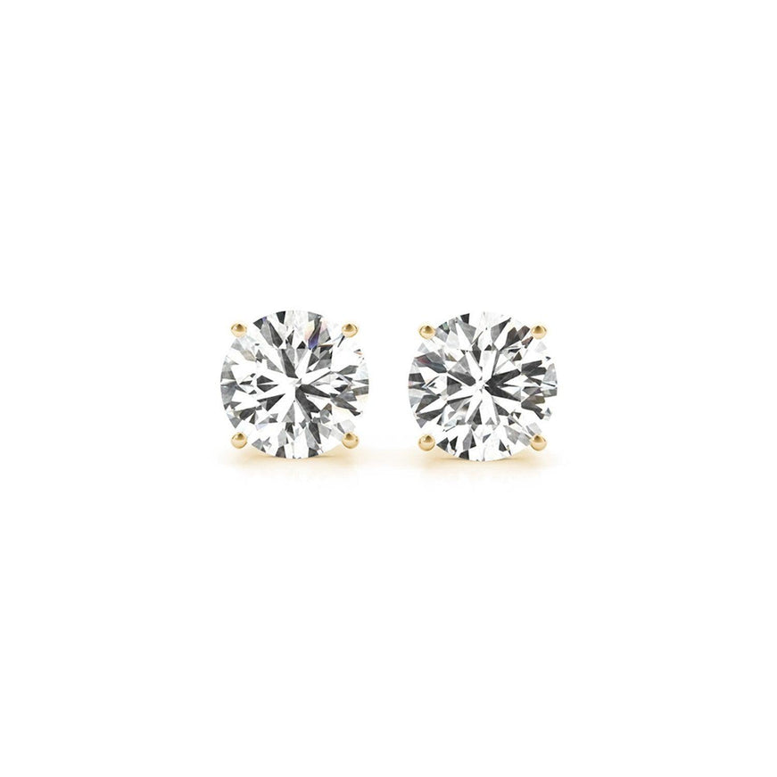 3 cttw Certified IGI Lab Grown Round Diamond Stud Earrings 14k Yellow Gold (G/VS2) - Ellie Belle