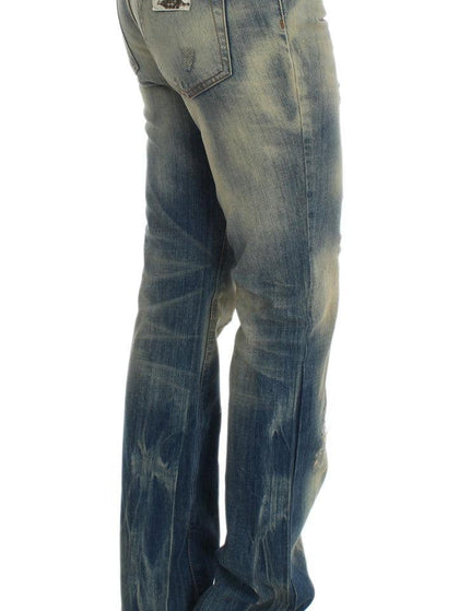 Cavalli Blue Wash Cotton Slim Fit Bootcut Jeans - Ellie Belle