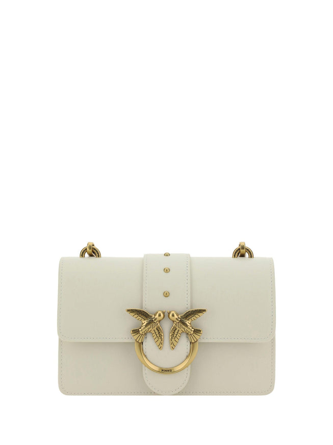 PINKO White Calf Leather Love One Mini Shoulder Bag - Ellie Belle