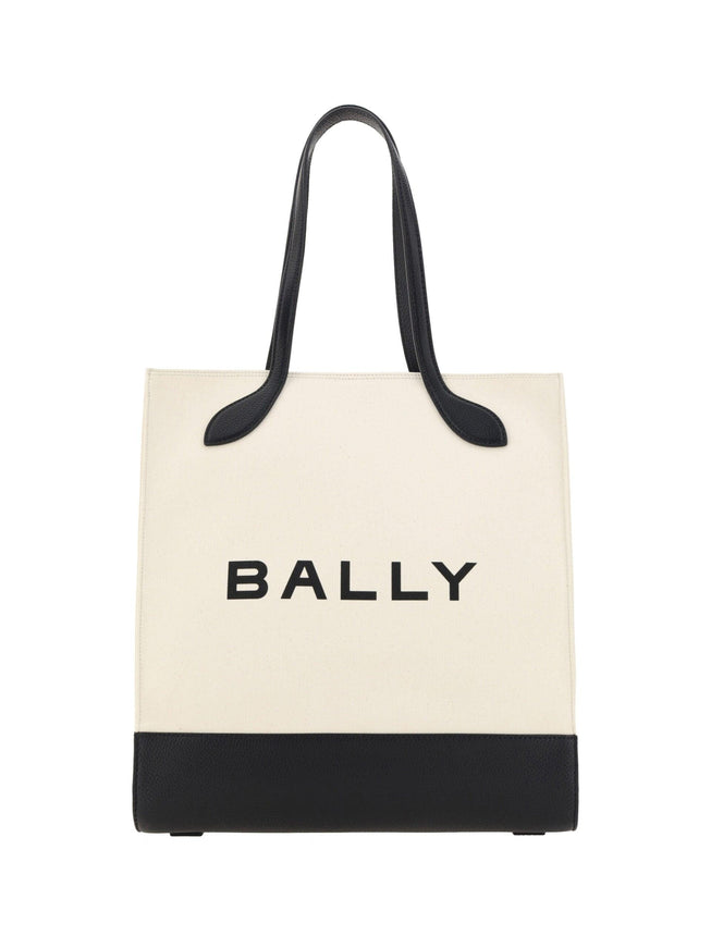 Bally White and Black Leather Tote Shoulder Bag - Ellie Belle