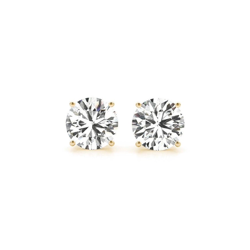 4 cttw Certified IGI Lab Grown Round Diamond Stud Earrings 14k Yellow Gold (G/VS2) - Ellie Belle