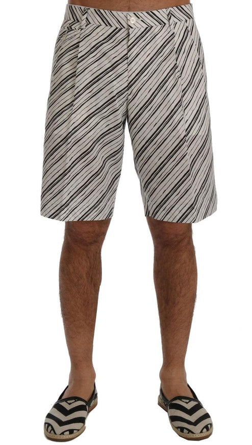 Dolce & Gabbana White Black Striped Casual Shorts - Ellie Belle