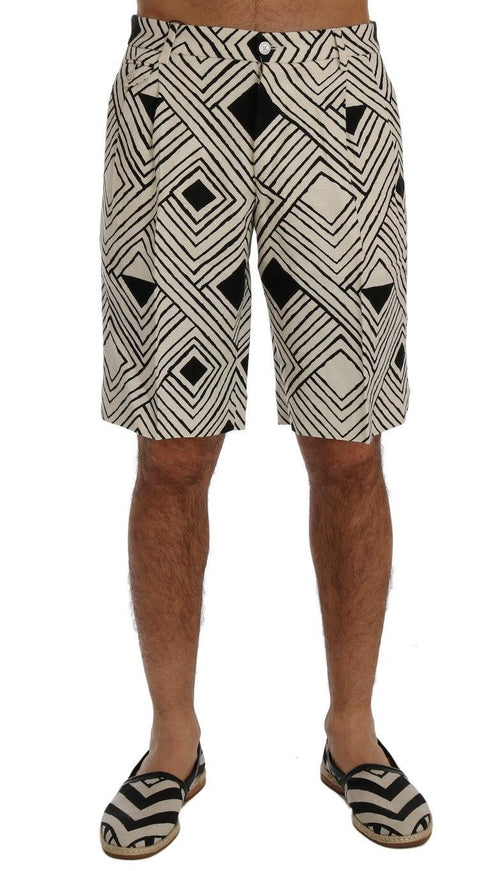 Dolce & Gabbana White Black Striped Casual Shorts - Ellie Belle