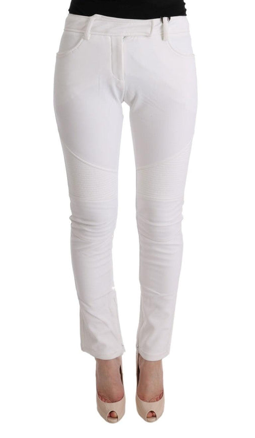 Ermanno Scervino White Cotton Slim Fit Casual Pants