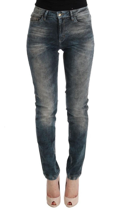 Cavalli Blue Wash Cotton Blend Slim Fit Jeans