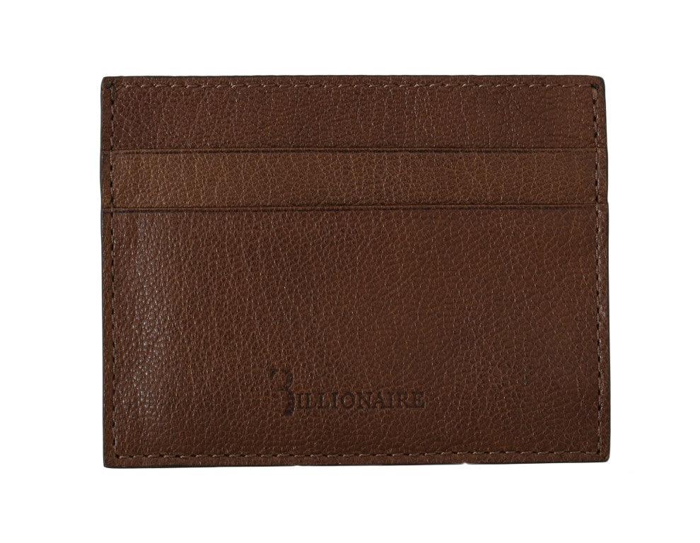 Billionaire Italian Couture Brown Leather Cardholder Wallet - Ellie Belle