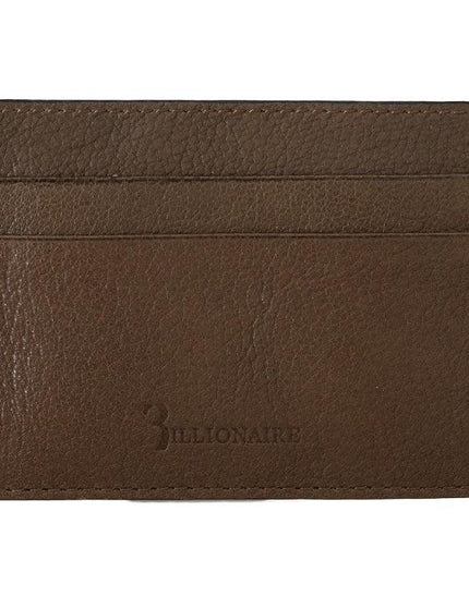 Billionaire Italian Couture Brown Leather Cardholder Wallet - Ellie Belle