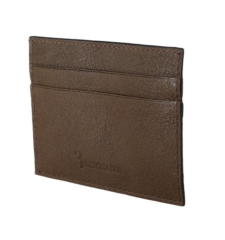 Billionaire Italian Couture Brown Leather Cardholder Wallet - Ellie Belle