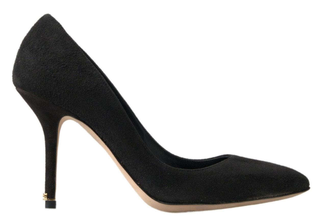 Dolce & Gabbana Black Suede High Heels Pumps Classic Shoes - Ellie Belle