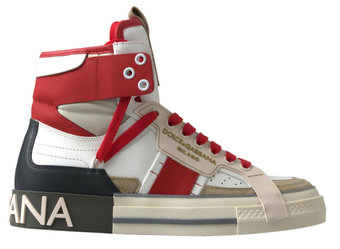 Dolce & Gabbana Multicolor Colorblock Leather High Top Sneakers Shoes - Ellie Belle