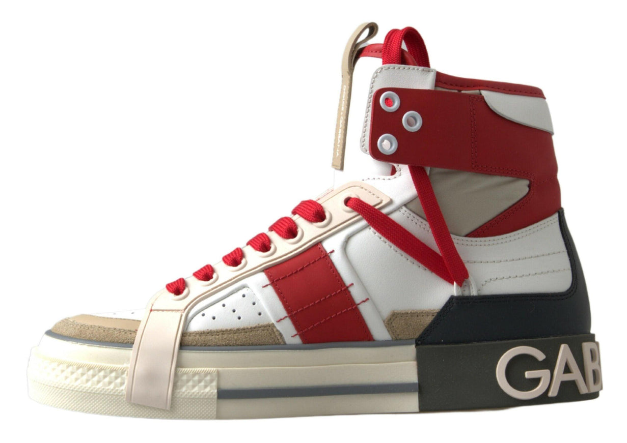 Dolce & Gabbana Multicolor Colorblock Leather High Top Sneakers Shoes - Ellie Belle