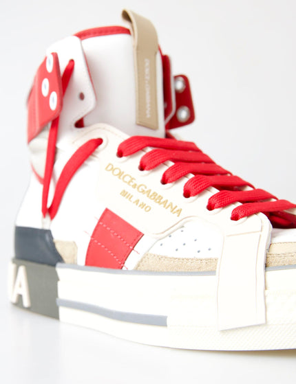 Dolce & Gabbana Multicolor Colorblock Leather High Top Sneakers Shoes