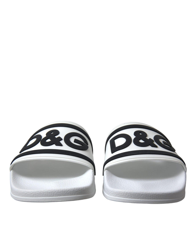 Dolce & Gabbana White Rubber Sandals Slippers Beachwear Men Shoes - Ellie Belle