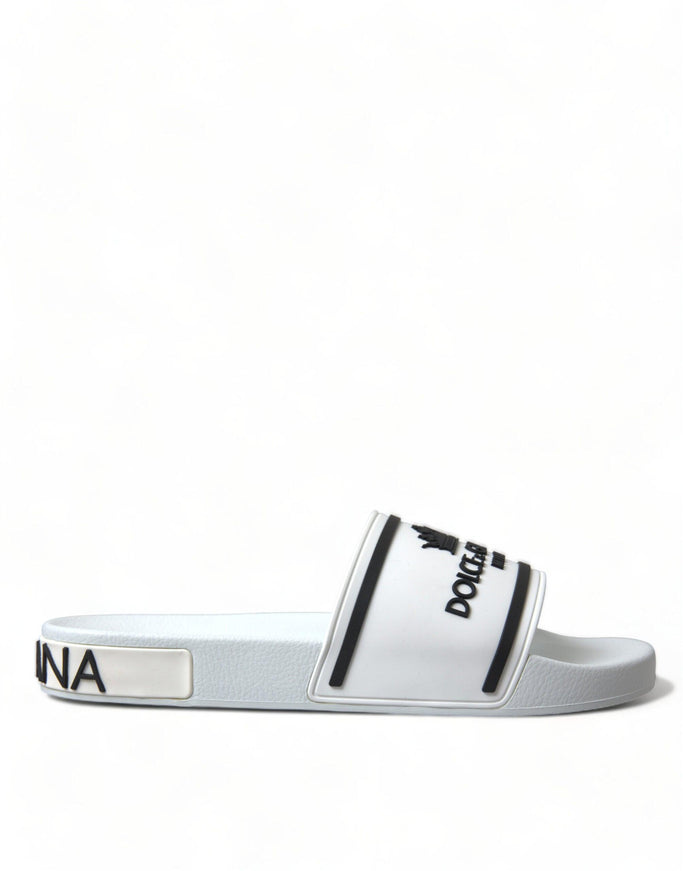 Dolce & Gabbana White Rubber Sandals Slippers Beachwear Men Shoes - Ellie Belle