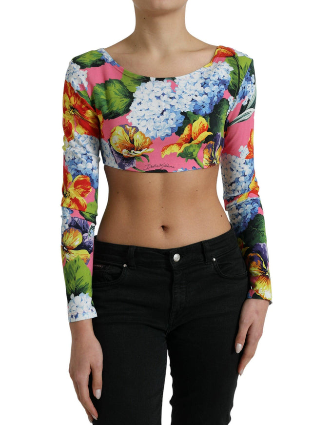 Dolce & Gabbana Multicolor Floral Long Sleeves Cropped Top - Ellie Belle