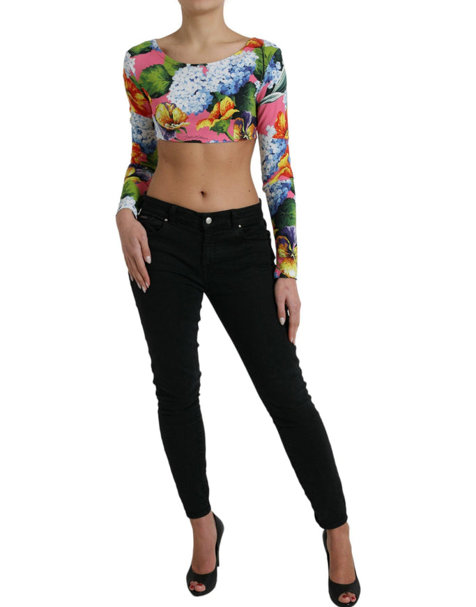 Dolce & Gabbana Multicolor Floral Long Sleeves Cropped Top - Ellie Belle