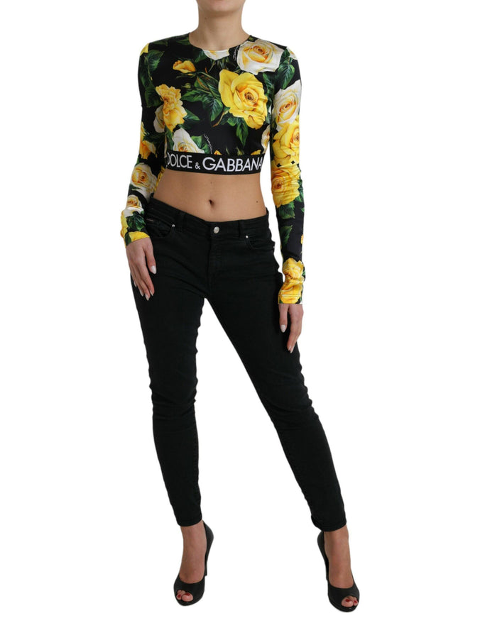 Dolce & Gabbana Multicolor Floral Long Sleeves Cropped Top - Ellie Belle