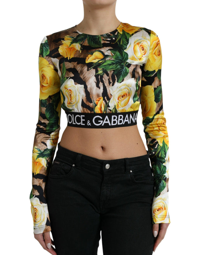 Dolce & Gabbana Multicolor Floral Long Sleeves Cropped Top - Ellie Belle